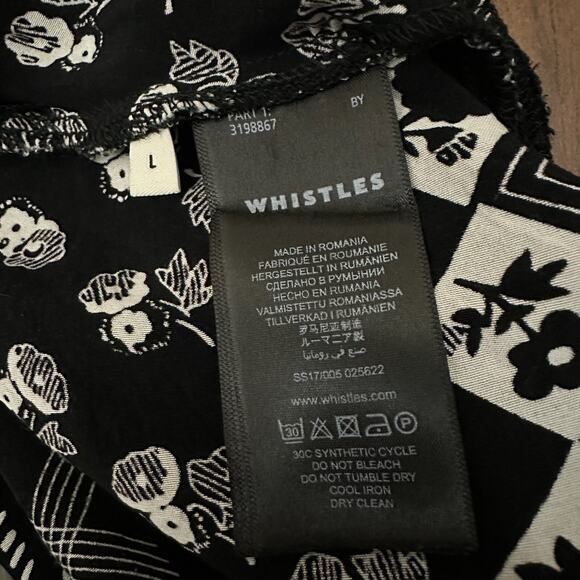 WHISTLES Crosshatch Print Luna Dress Black White Shift Mini V-Neck - Picture 8 of 10